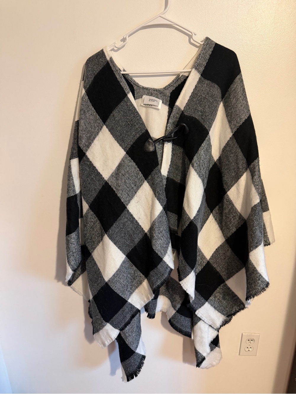 Summer and Rose Buffalo Check Poncho Shawl